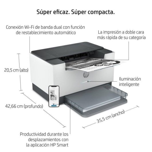 HP LaserJet Stampante M209dw, Bianco e nero, Stampante per Abitazioni e piccoli uffici, Stampa, Stampa fronte/retro; dimensioni compatte; risparmio energetico; Wi-Fi dual band
