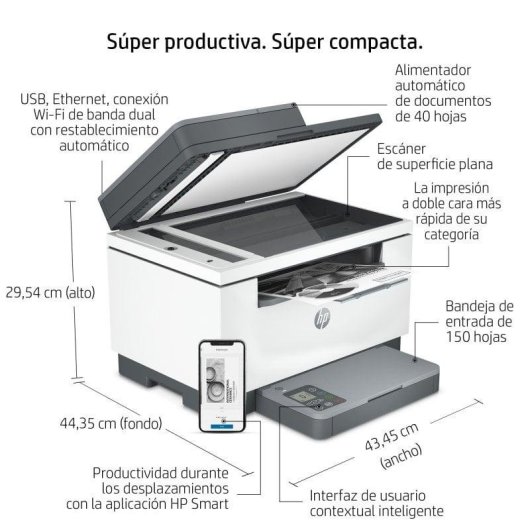 HP Imprimante multifonction M234sdw LaserJet, Noir et blanc, Imprimante pour Petit bureau, Impression, copie, numérisation, Impression recto-verso; Numérisation vers e-mail; Numériser vers PDF