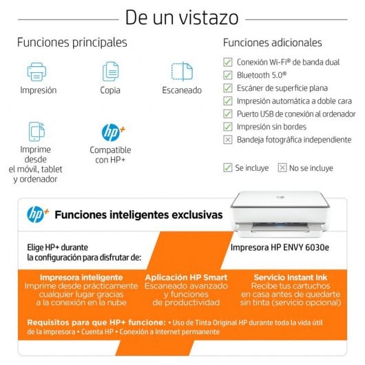 HP ENVY 6030e Multifunções a Cores Wifi + 3 Meses de Impressão Instant Ink com HP+