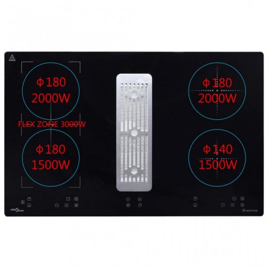 VidaXL Placa de Inducción con Campana Extractora 2 Zonas 78cm Negra