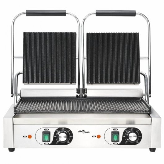 VidaXL Grill Double Nervuré 3600W 57x30.5x20cm