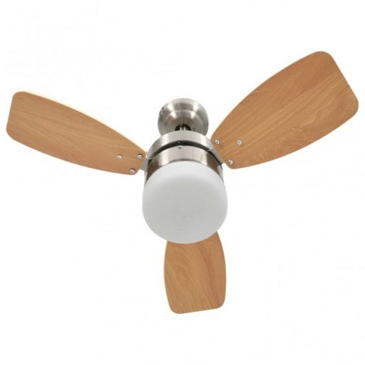 VidaXL Ventilador de Techo con Luz y Mando 39W Marrón Claro