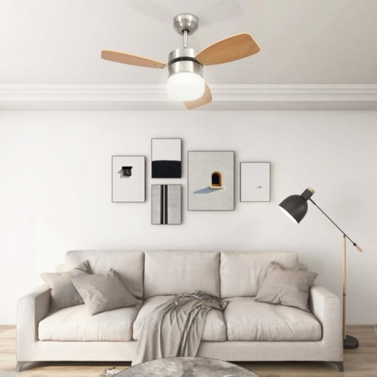 VidaXL Ventilador de Techo con Luz y Mando 39W Marrón Claro