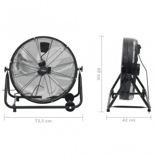 VidaXL Ventilador de Suelo Industrial 180W Negro