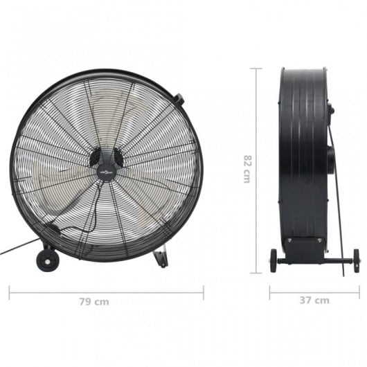 VidaXL Ventilatore da pavimento industriale 77cm 180W Nero