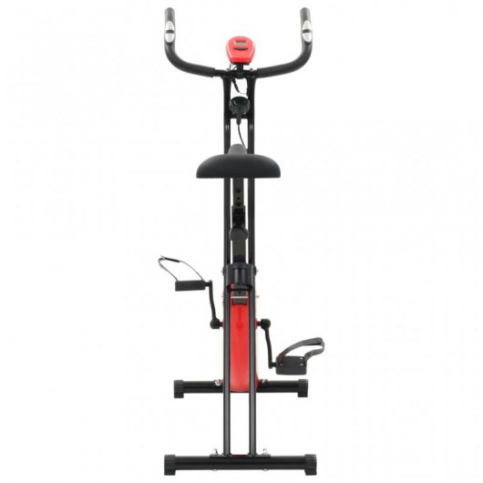 VidaXL Bicicleta Estática Magnética Plegable con Pulsómetro Negra/Roja