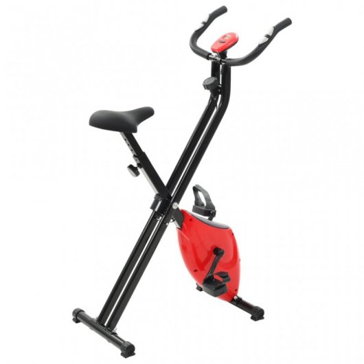 VidaXL Bicicleta Estática Magnética Plegable con Pulsómetro Negra/Roja