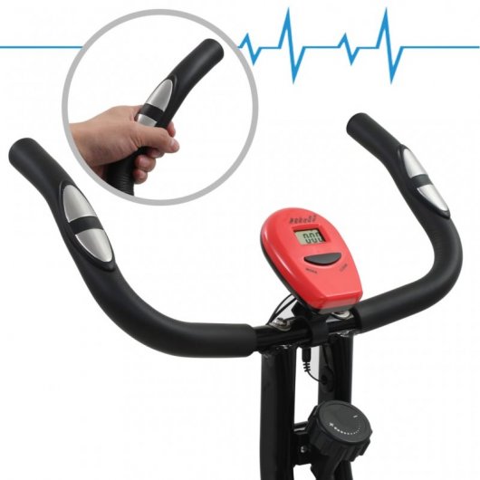 VidaXL Bicicleta Estática Magnética Plegable con Pulsómetro Negra/Roja
