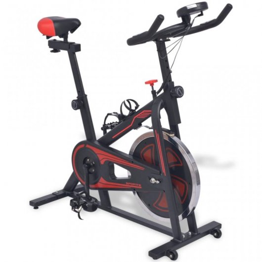 VidaXL Bicicleta Training com Sensores de Pulso Preta/Vermelha