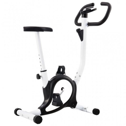 Cyclette VidaXL con nastro di resistenza bianco/nero