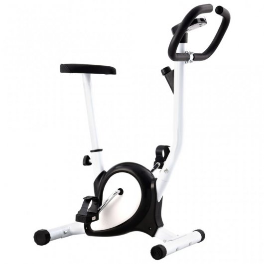 Cyclette VidaXL con nastro di resistenza bianco/nero