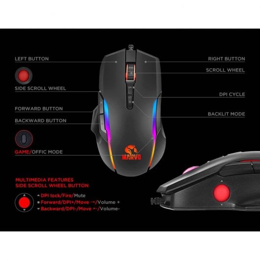 Scorpion MA-M945 Ratón Gaming 10000 DPI Negro