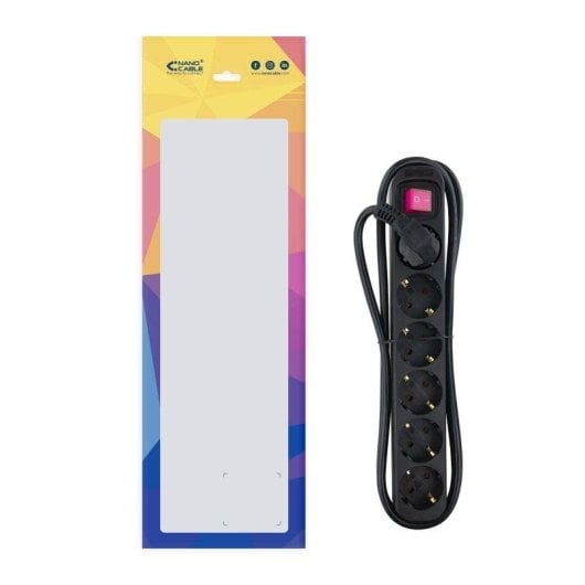 Multiprise Nanocable 10.37.0006-BK 6 Prises Interrupteur Protection Enfant Noire