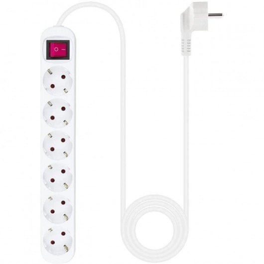 Régua de tomadas Nanocable 10.37.0006 6 tomadas proteção infantil interruptor cabo 1,4 m branca