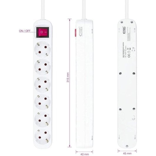 Régua de tomadas Nanocable 10.37.0006 6 tomadas proteção infantil interruptor cabo 1,4 m branca