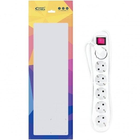 Régua de tomadas Nanocable 10.37.0006 6 tomadas proteção infantil interruptor cabo 1,4 m branca