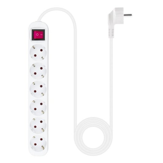 Régua de tomadas Nanocable 10.37.0006 6 tomadas proteção infantil interruptor cabo 1,4 m branca