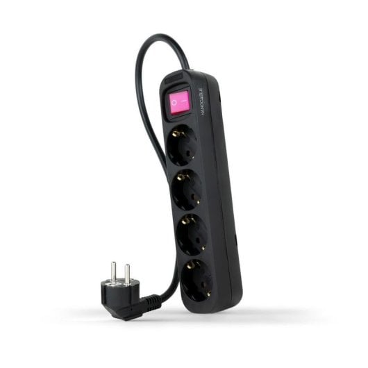 Régua de tomadas Nanocable 4 tomadas com proteção infantil e interruptor 1,4 m preta