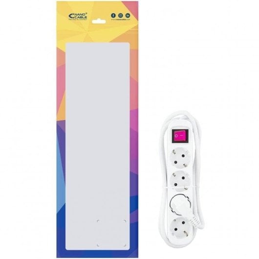 Régua de tomadas Nanocable 4 Tomadas com Proteção Infantil e Interruptor Cabo 1,4 m Branco