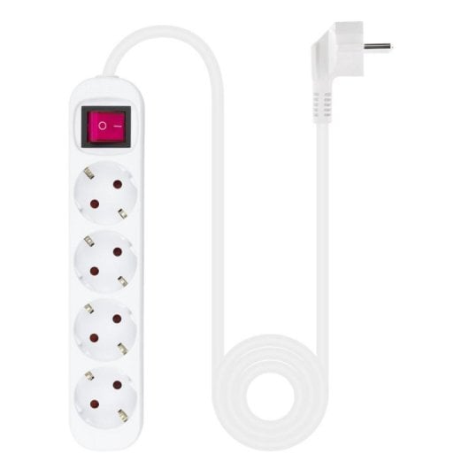 Régua de tomadas Nanocable 4 Tomadas com Proteção Infantil e Interruptor Cabo 1,4 m Branco