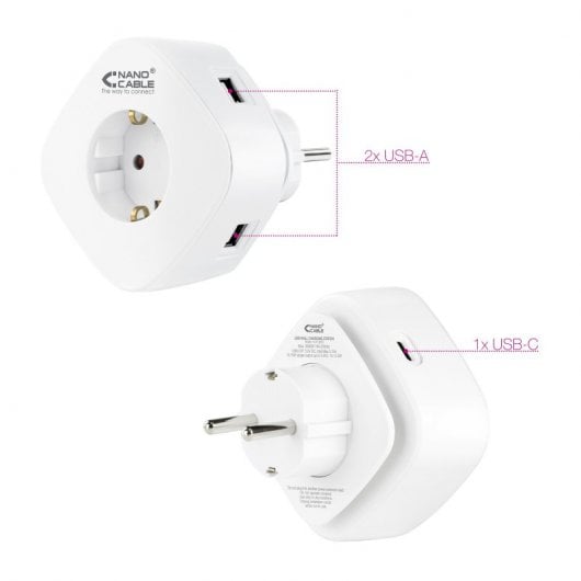 Nanocable Toma de Corriente con 3 USB