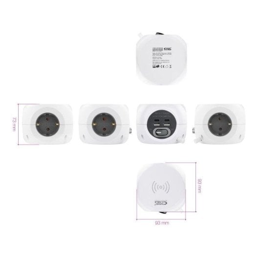 Multiprise Nanocable 3 Prises 2 USB-A 2 USB-C avec Charge Sans Fil et Interrupteur