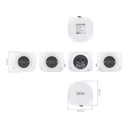 Régua de tomadas Nanocable 10.37.0001 3 tomadas 2 USB-A 2 USB-C com interruptor