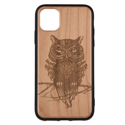 Funda de Búho en Madera Tallada para iPhone 11 Pro