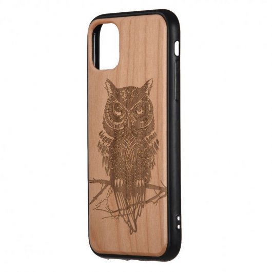 Funda de Búho en Madera Tallada para iPhone 11 Pro