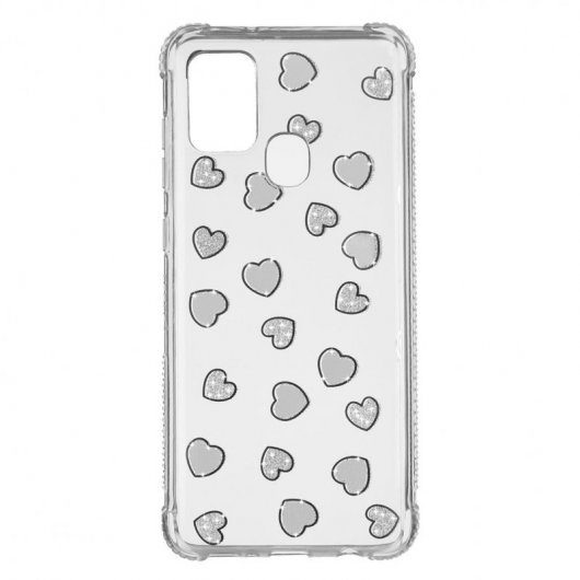 Funda Iridiscente Corazones Plata para Samsung Galaxy A21S
