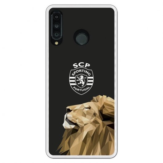 Funda Oficial Sporting Portugal León Fondo Negro para Huawei P30 Lite