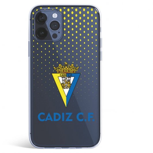 Funda del Cádiz Escudo Transparente Puntos Amarillos Licencia Oficial Cádiz CF para iPhone 12