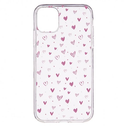Funda con Dibujo Corazones Rosas para iPhone 11