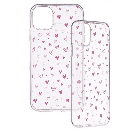 Funda con Dibujo Corazones Rosas para iPhone 11