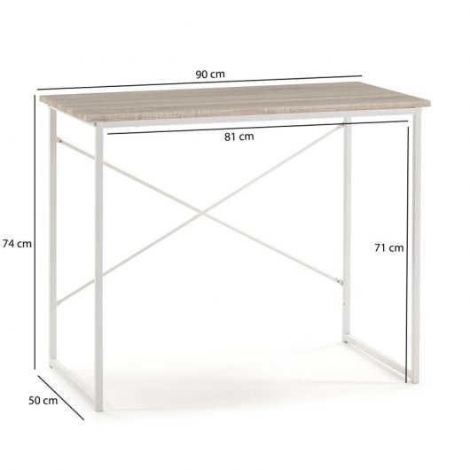 VS Venta-Stock Cáceres Mesa de Oficina 90x50x74cm Roble/Blanco
