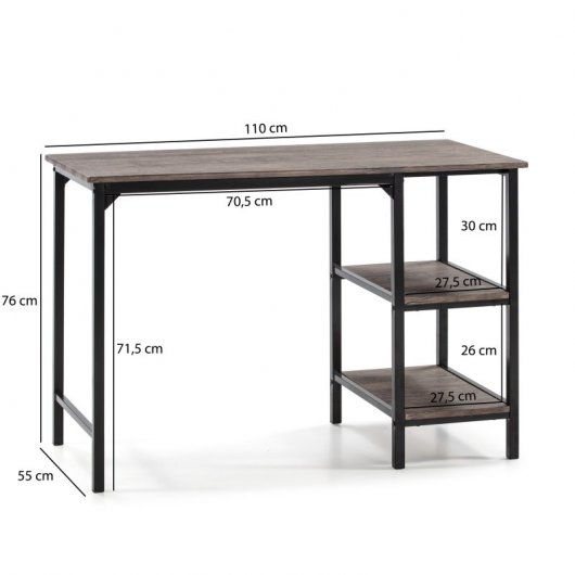 VS Venta-Stock Colón Mesa de Oficina 110x55x76cm Roble/Negro