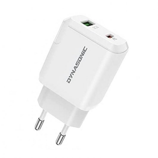 Dynasonic Cargador USB/USB-C 20W Blanco