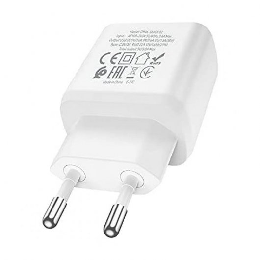 Dynasonic Cargador USB/USB-C 20W Blanco