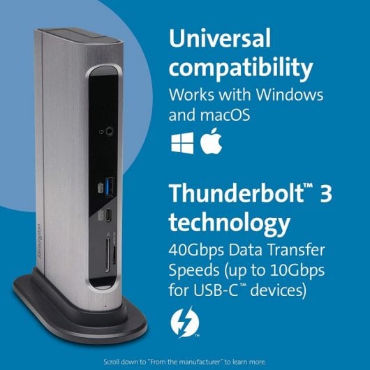 Kensington Docking station ibrida SD5600T Thunderbolt™ 3 e USB-C 4K doppio - 96 W PD –Windows/macOS