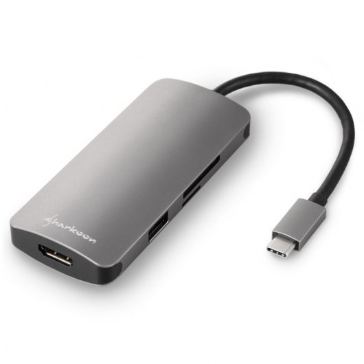 Sharkoon USB 3.0 Type C Multiport Adapter USB 3.2 Gen 1 (3.1 Gen 1) Type-C 5000 Mbit/s Gris