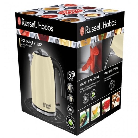 Russell Hobbs Colours Plus Klassischer Wasserkocher, 1,7 l, 2400 W, Creme