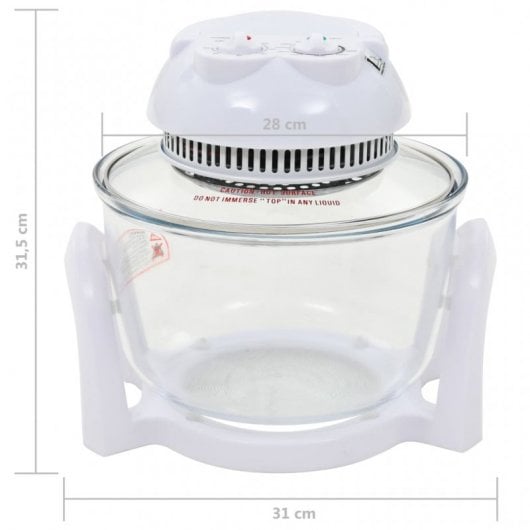 VidaXL Horno de Convección Halógeno 10L 800W Cristal