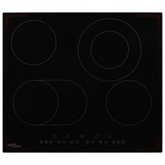 VidaXL Placa Vitrocerámica 4 Zonas 60cm Negro