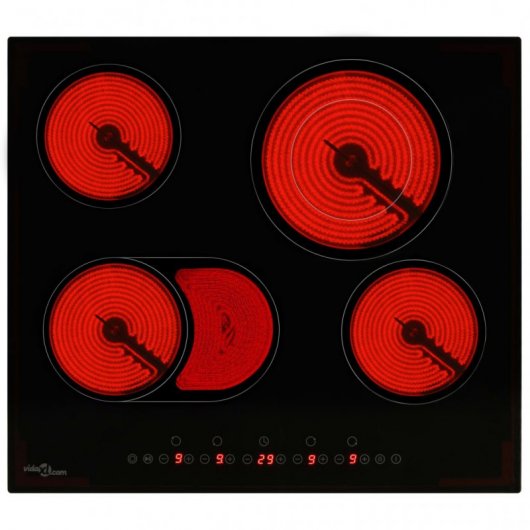VidaXL Placa Vitrocerámica 4 Zonas 60cm Negro