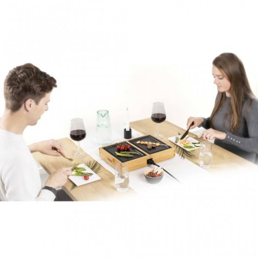 Princess 104020 Dinner4Two Pure Conjunto de Planchas de Mesa 420W Bambú