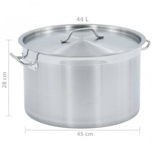 VidaXL Olla con Tapa 44L 45x28cm Acero Inoxidable