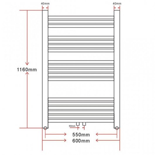VidaXL Toallero Calefactor 600x1160mm Blanco
