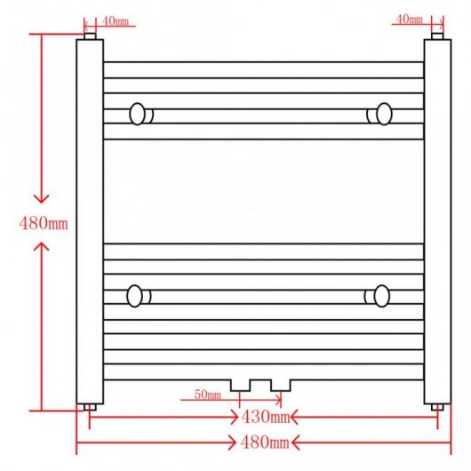VidaXL Sèche-serviettes chauffant 480x480mm Noir