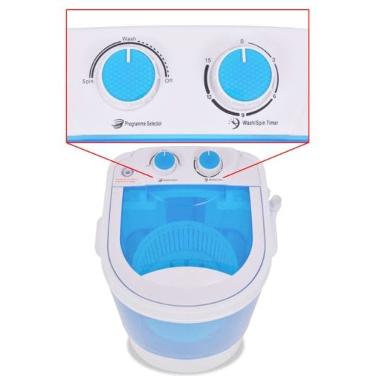 Mini Lavatrice VidaXL con 1 Cestello 2,6 Kg A Bianco/Blu
