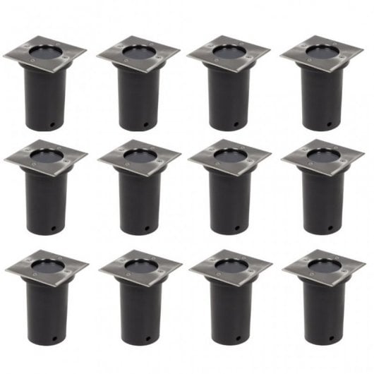 VidaXL Pack de 12 Spots de Sol Carrés pour Jardin GU10 Noir/Argent